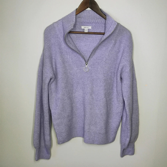 Nine West Lavender 1/4 Zip Ribbed Knit Oversized Pullover Sweater Size Small - Picture 14 of 14